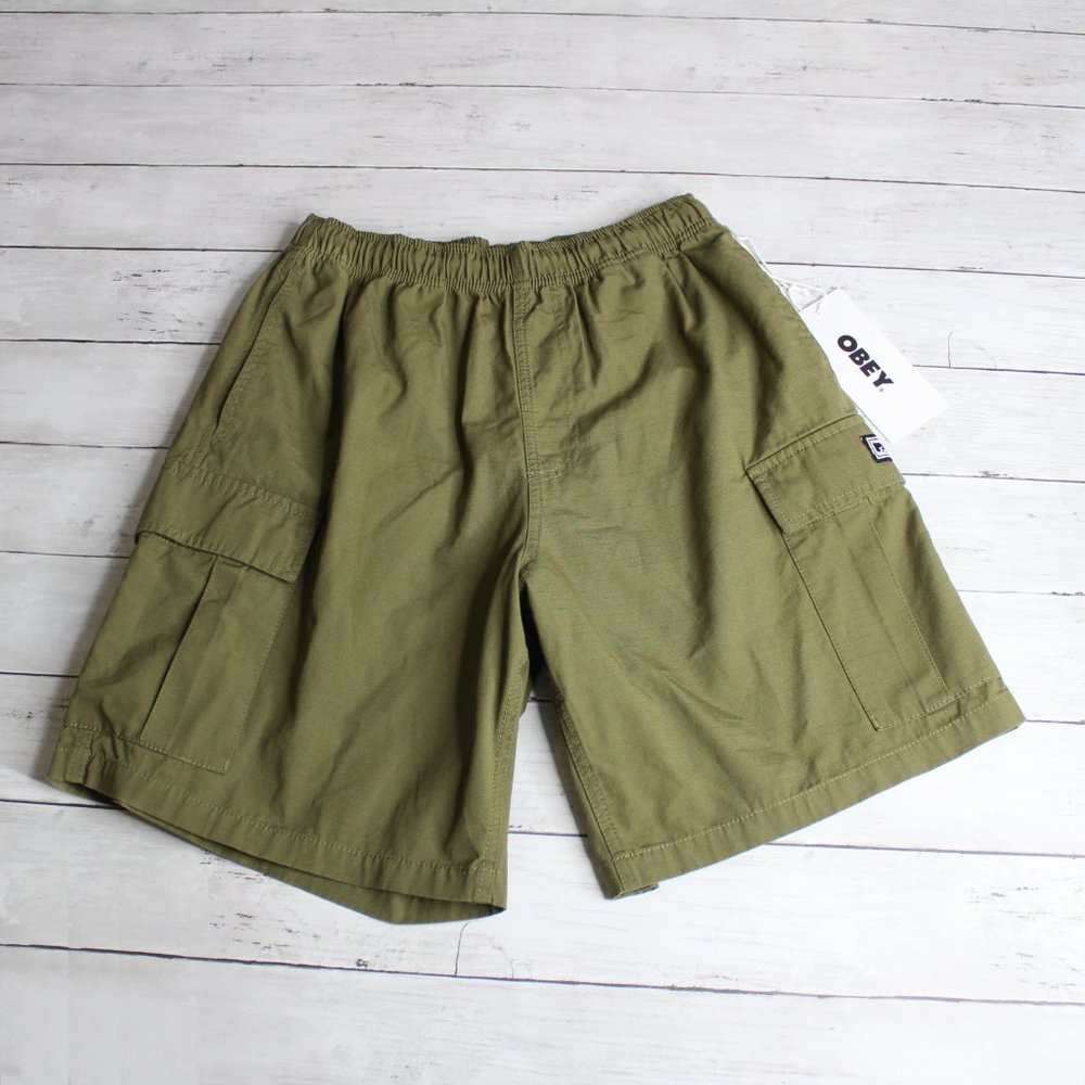 Obey Men's Ripstop Cargo Shorts Size S Drawstring Green